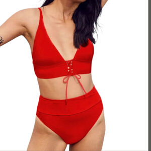Aerie Bold Red Brazilian Cut Cheeky Bikini Bottom XS NWT – Hot Swim